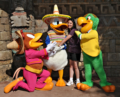 Meeting Donald Duck, Panchito, and Jose at Disney World