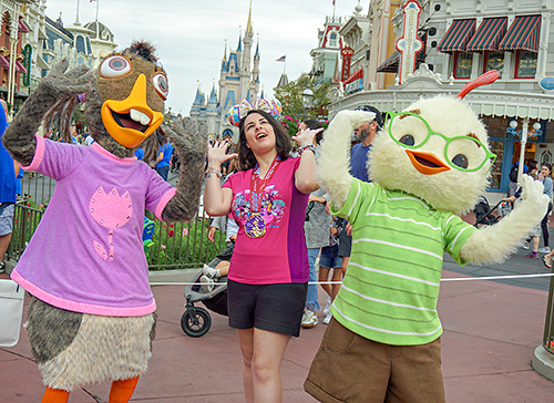 Meeting Chicken Little and Abby Mallard at Disney World