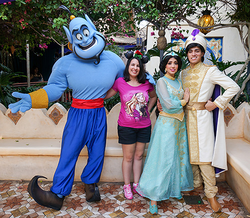 Meeting Aladdin, Jasmine and Genie at Disneyland