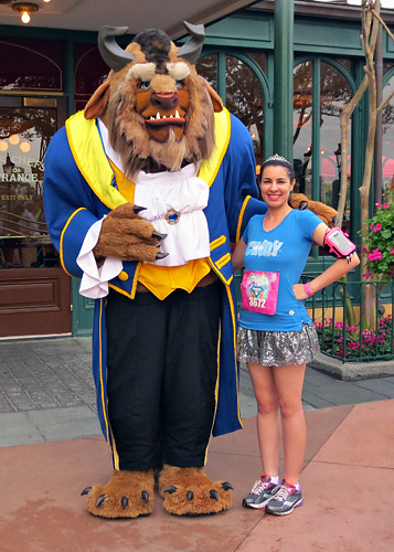 Meeting Beast at Disney World at rundisney Princess 5k