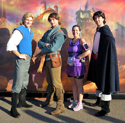 Meeting Prince Eric, Flynn Rider, and John Smith at Disney World during rundisney princess half marathon