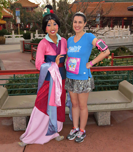 Meeting Mulan at Disney World at rundisney Princess 5k