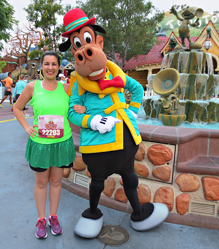 Meeting Horace Horsecollar at rundisney Tinker Bell Half Marathon 10k at Disneyland