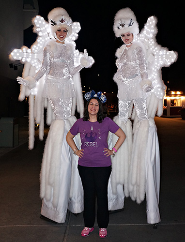 Meeting Halloween Stilt Walkers at Disney World