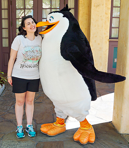 Meeting Madagascar Penguins Rico at Universal Studios
