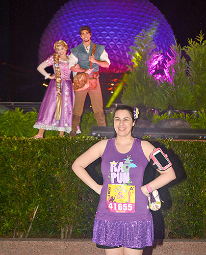Meeting Rapunzel and Flynn Rider at rundisney princess half marathon 5k at Disney World