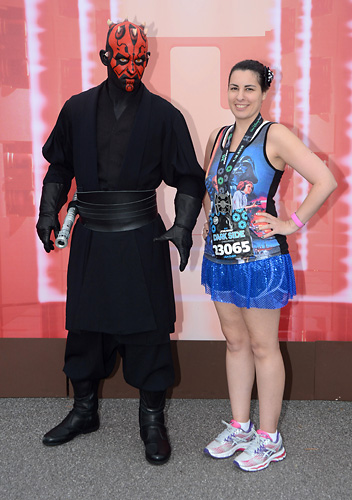 Meeting Darth Maul after the rundisney Dark Side 10k at Disney World