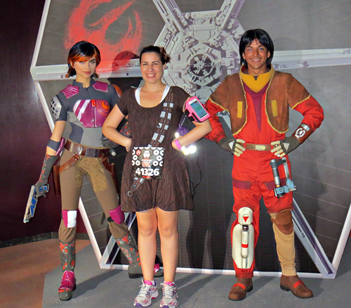Meeting Ezra and Sabine at rundisney Star Wars Dark Side 5k at Disney World